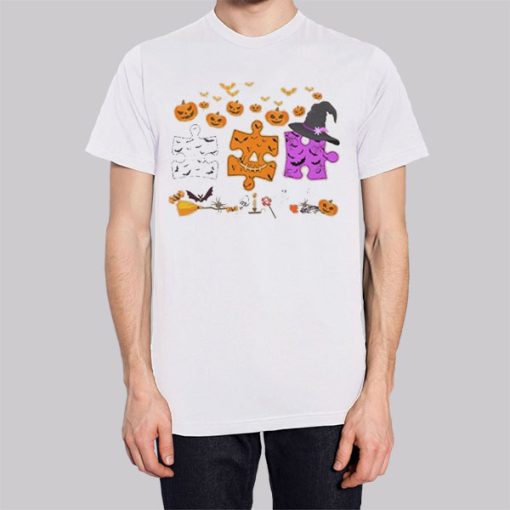 Autism Pumpkin Puzzle Witch Hoodie