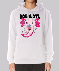 Bobalotl Kawaii Axolotl Drinking Boba Hoodie Bobalotl Kawaii Axolotl Drinking Boba Hoodie