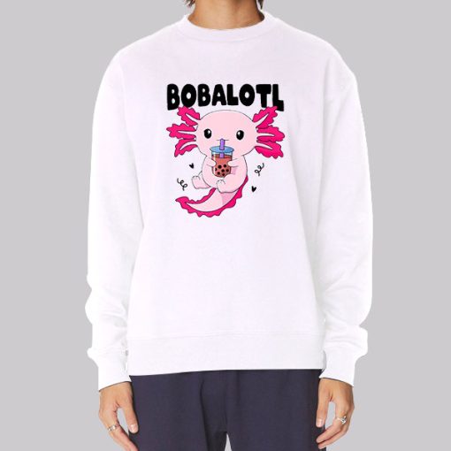 Bobalotl Kawaii Axolotl Drinking Boba Hoodie