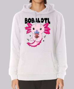 Bobalotl Kawaii Axolotl Drinking Boba Hoodie 4