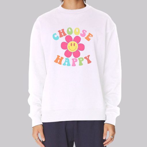 Choose Happy Colorful Smiley Flower Hoodie