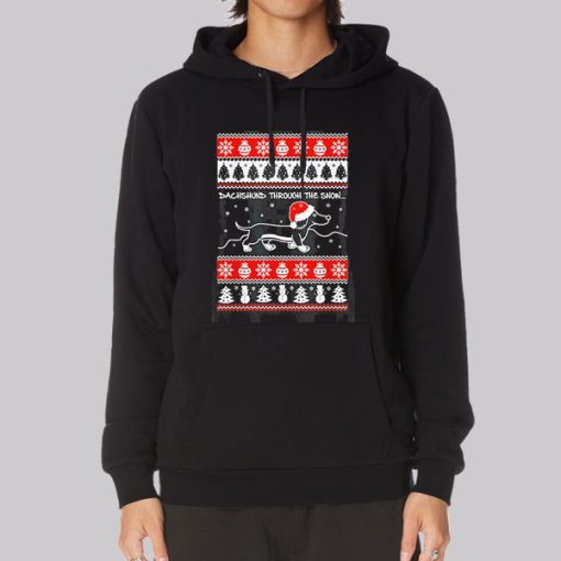 Christmas Dog Dachshund through the Snow Hoodie