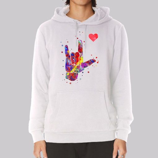 Colorful Sign Love China in Asl Hoodie