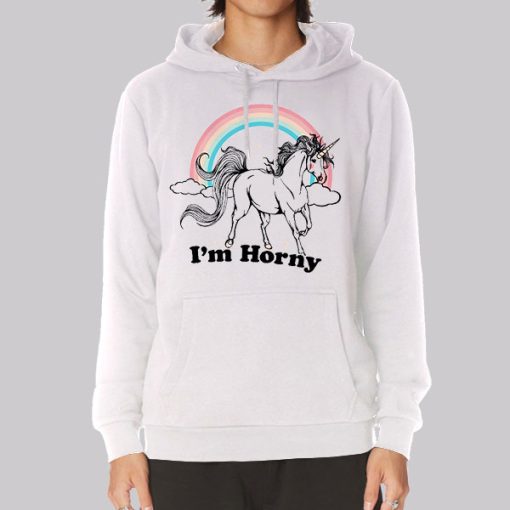 Colorful Unicorn Im Horny Hoodie