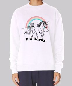 Colorful Unicorn Im Horny Hoodie