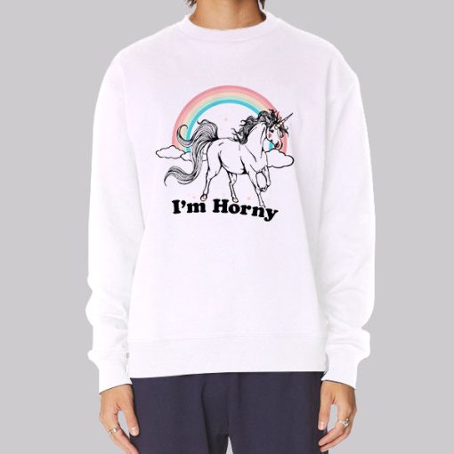 Colorful Unicorn Im Horny Hoodie