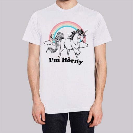 Colorful Unicorn Im Horny Hoodie