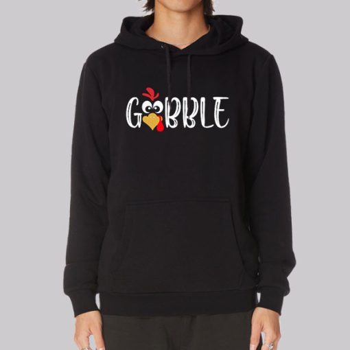 Cute Turkey Face Graphic Gobble Hoodie