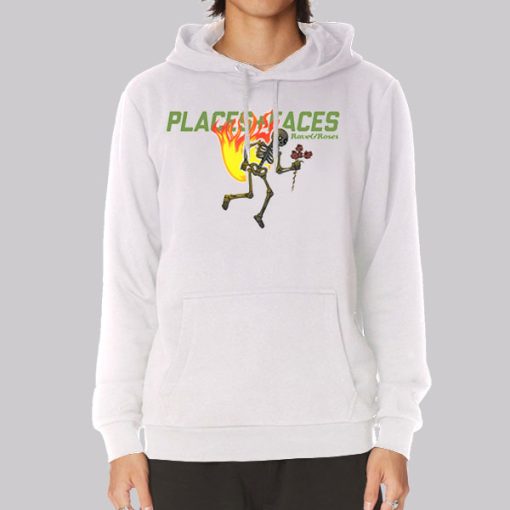 Fire Skull Holding Rose Places and Faces Hoodie