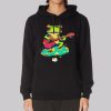 Frog Playing Cute Ukulele on Mushroom Hoodie