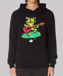 Frog Playing Cute Ukulele on Mushroom Hoodie Frog Playing Cute Ukulele on Mushroom Hoodie