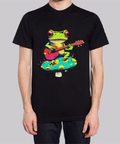 Frog Playing Cute Ukulele on Mushroom Hoodie 3