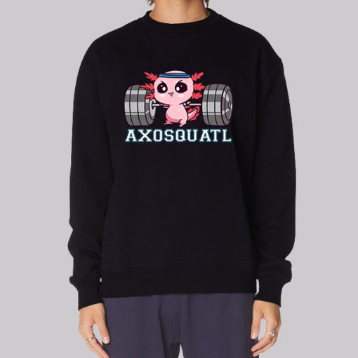 Funny Axolotl Fursona Weightlifting Hoodie