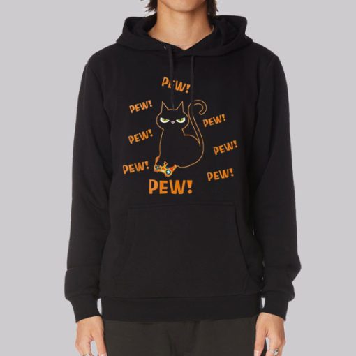 Funny Graphic Pew Pew Cat Hoodie