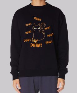 Funny Graphic Pew Pew Cat Hoodie