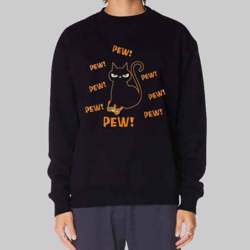 Funny Graphic Pew Pew Cat Hoodie