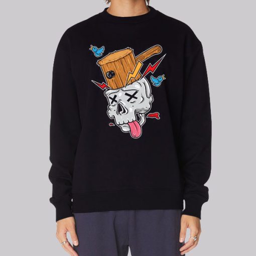 Funny Illustration Skull Hammer Hoodie