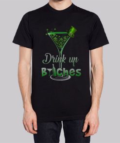 Funny St Patricks Day Drink up Bitches Hoodie 3