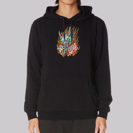 Gods Hate Merch Fire Devil Skull Hoodie