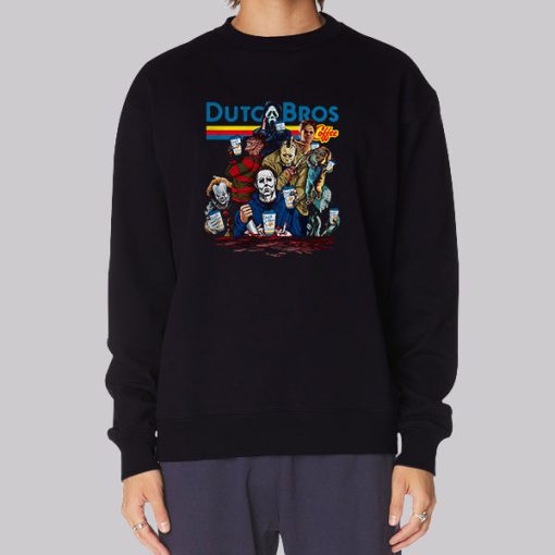 Horror Characters Dutch Bros Halloween Hoodie