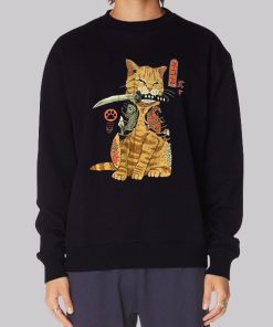 Illustration Orange Cat With Knife Hoodie