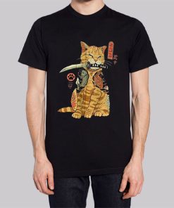 Illustration Orange Cat With Knife Hoodie 3