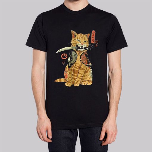 Illustration Orange Cat With Knife Hoodie