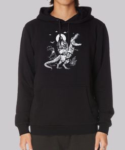 Jesus Riding a Dinosaur Funny Hoodie