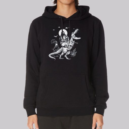 Jesus Riding a Dinosaur Funny Hoodie