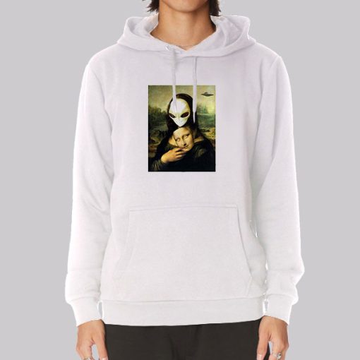 Mona Lisa Alien UFO Mask Fun Hoodie