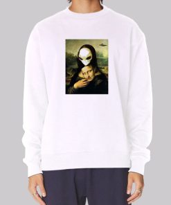 Mona Lisa Alien UFO Mask Fun Hoodie