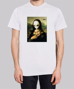 Mona Lisa Alien UFO Mask Fun Hoodie 3