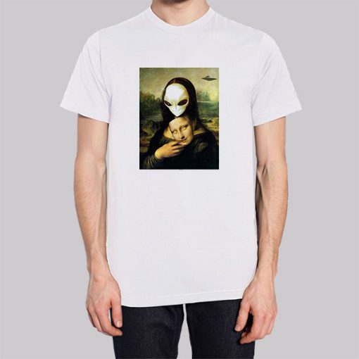 Mona Lisa Alien UFO Mask Fun Hoodie