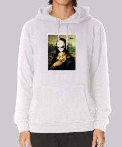Mona Lisa Alien UFO Mask Fun Hoodie 4