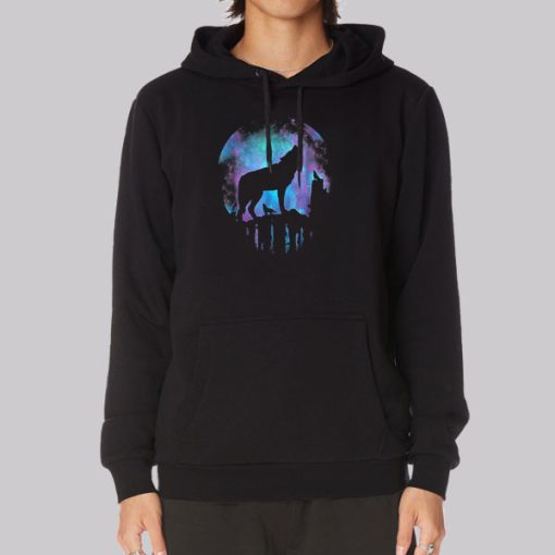 Moon Howling Galaxy Wolf Hoodie