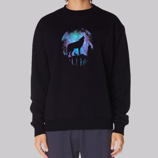 Moon Howling Galaxy Wolf Hoodie