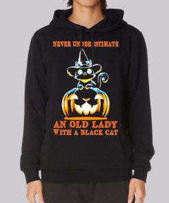 Never Underestimate Old Lady With Cats Hoodie Never Underestimate Old Lady With Cats Hoodie
