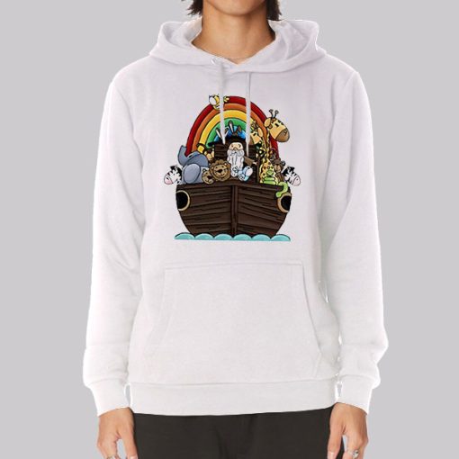 Noah Ark Rainbow Cartoon Funny Hoodie