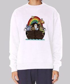 Noah Ark Rainbow Cartoon Funny Hoodie