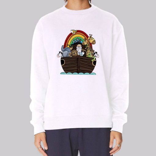 Noah Ark Rainbow Cartoon Funny Hoodie