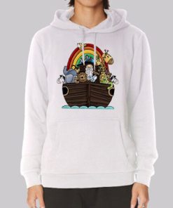Noah Ark Rainbow Cartoon Funny Hoodie 4