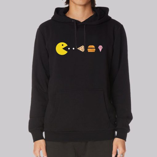 Pacman Eating Food Graphic Hoodie