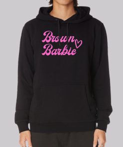 Pink Font Brown Barbie Hoodie