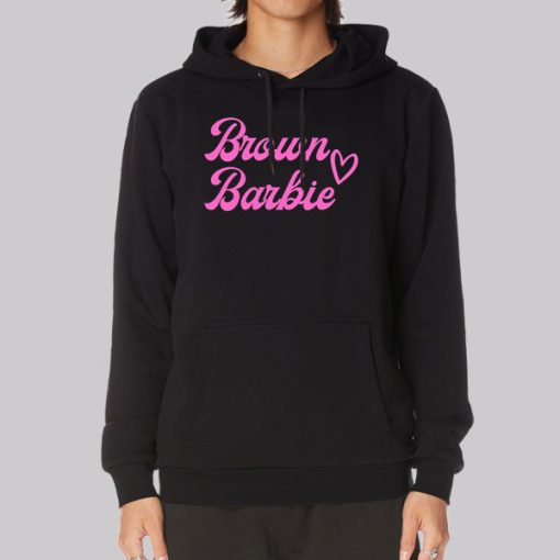 Pink Font Brown Barbie Hoodie