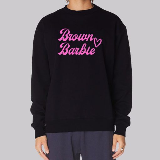 Pink Font Brown Barbie Hoodie