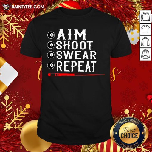 Awesome Aim Shoot Swear Repeat Billiards Christmas Shirt