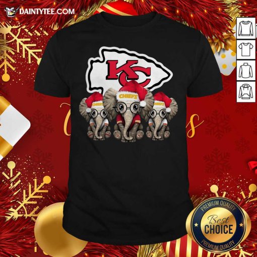 Awesome Cute Kansas City Chiefs Elephant Christmas Shirt