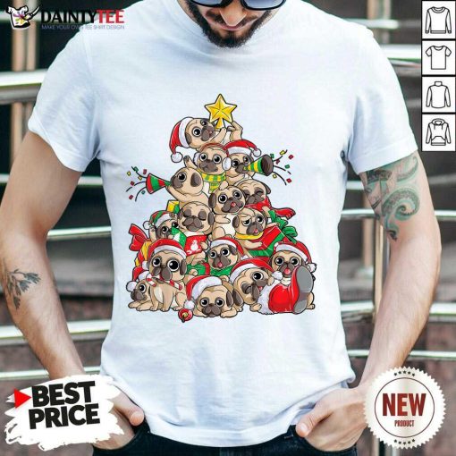 Awesome Pug Christmas Tree Dog Santa Merry Pugmas Xmas Gifts T-Shirt