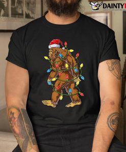 Bigfoot Santa Christmas Tree Lights Shirt