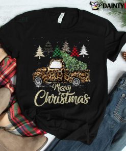 Buffalo Plaid Christmas Tree Red Truck With Leopard Xmas Shirt